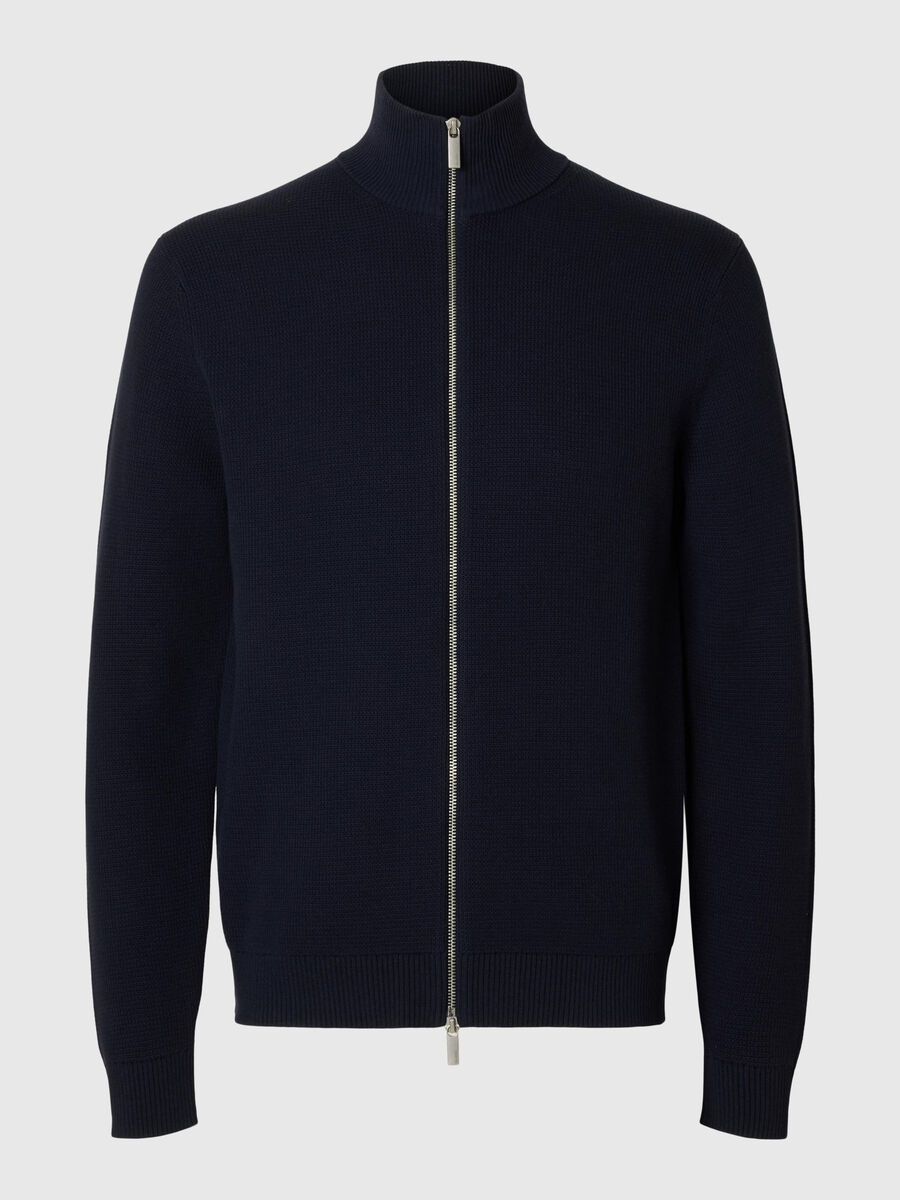 Selected ZIPPED HIGH NECK KNITTED CARDIGAN, Sky Captain, highres - 16096883_SkyCaptain_001.jpg