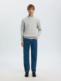 HALF-ZIP PULLOVER, Light Grey Melange, highres