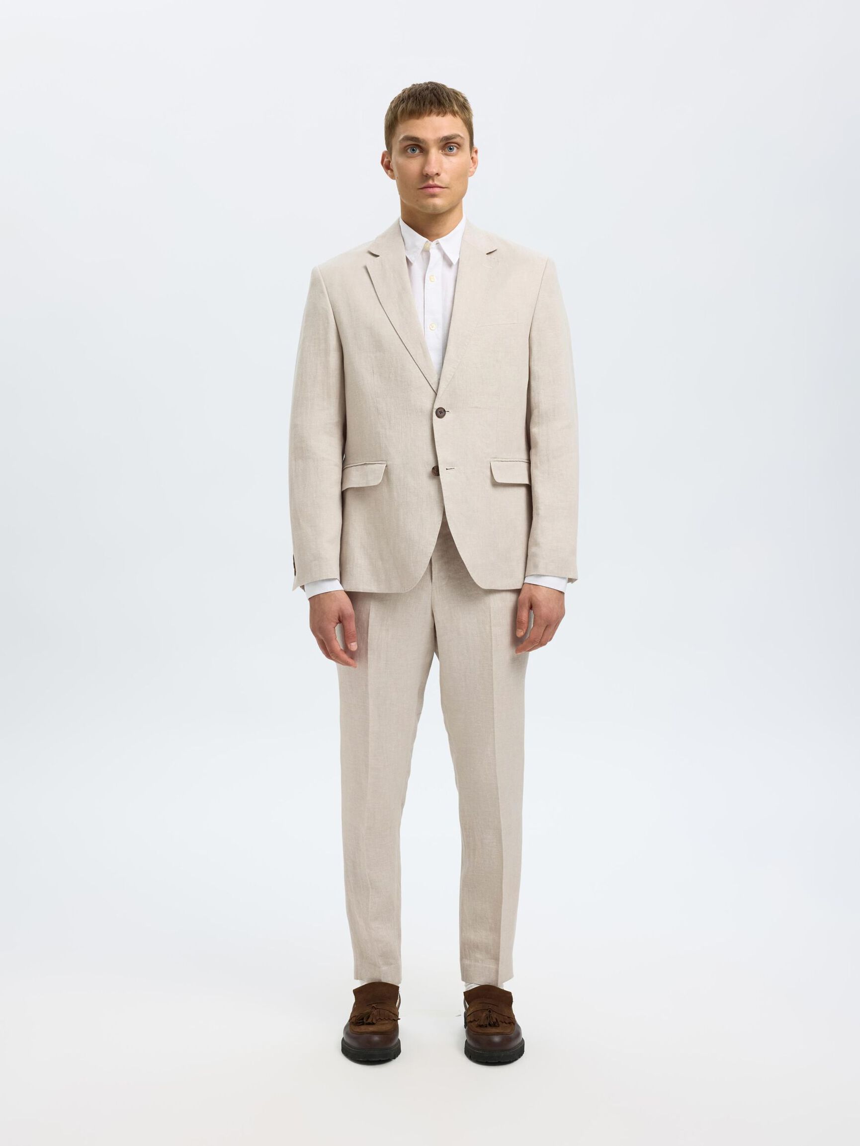 100% LINEN BLAZER, Sand, highres