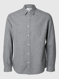 LONG SLEEVED FLANNEL SHIRT, Grey Melange, highres