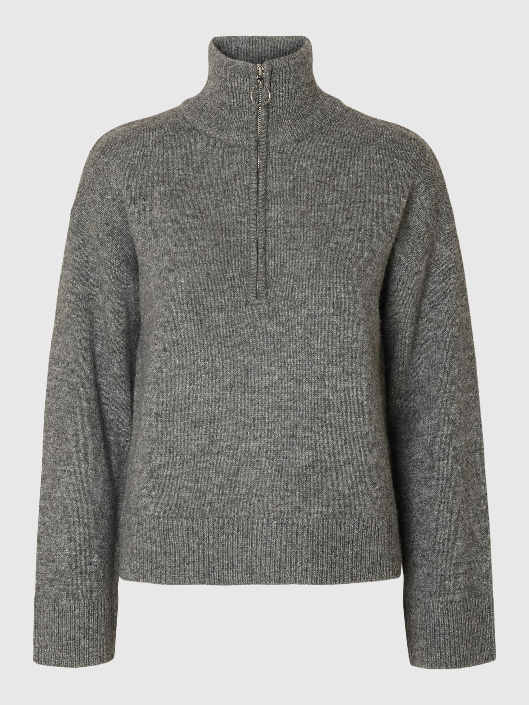 LAINE MÉLANGÉE PULL À DEMI-FERMETURE ÉCLAIR, Medium Grey Melange, highres