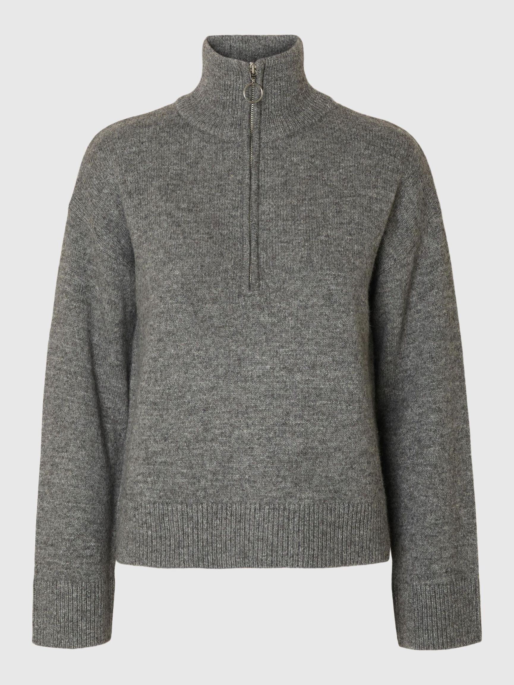 LAINE MÉLANGÉE PULL À DEMI-FERMETURE ÉCLAIR, Medium Grey Melange, highres