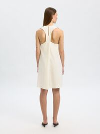 COTTON BLEND JACQUARD MINI DRESS, Snow White, highres