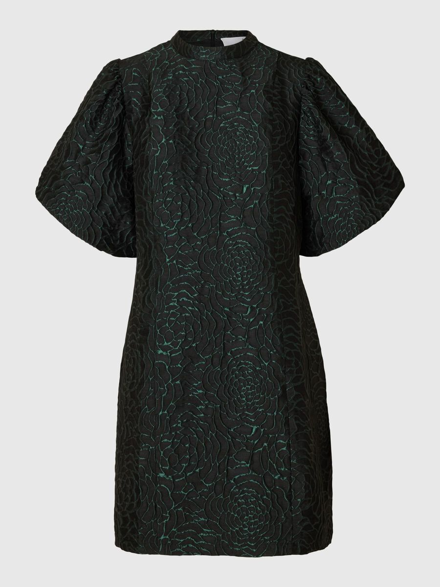Selected GEBLÜMTES JACQUARD KLEID MIT PUFFÄRMELN, Scarab, highres - 16097394_Scarab_001.jpg