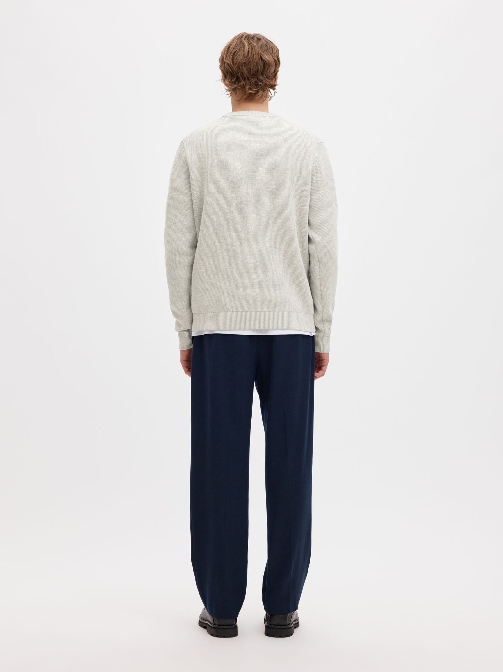 CREWNECK PULLOVER, Light Grey Melange, highres