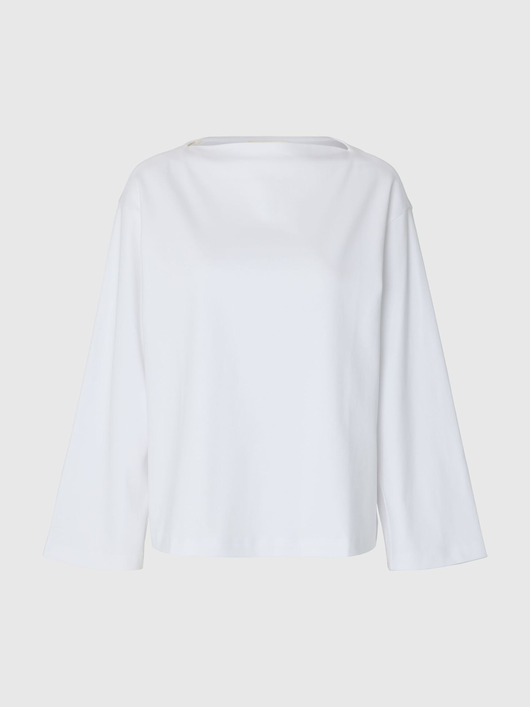 BOAT NECK COTTON LONG-SLEEVED T-SHIRT, Bright White, highres