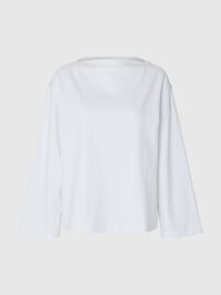 BOAT NECK COTTON LONG-SLEEVED T-SHIRT, Bright White, highres
