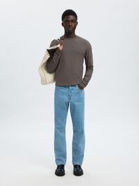 LONG-SLEEVED KNITTED JUMPER, Morel, highres