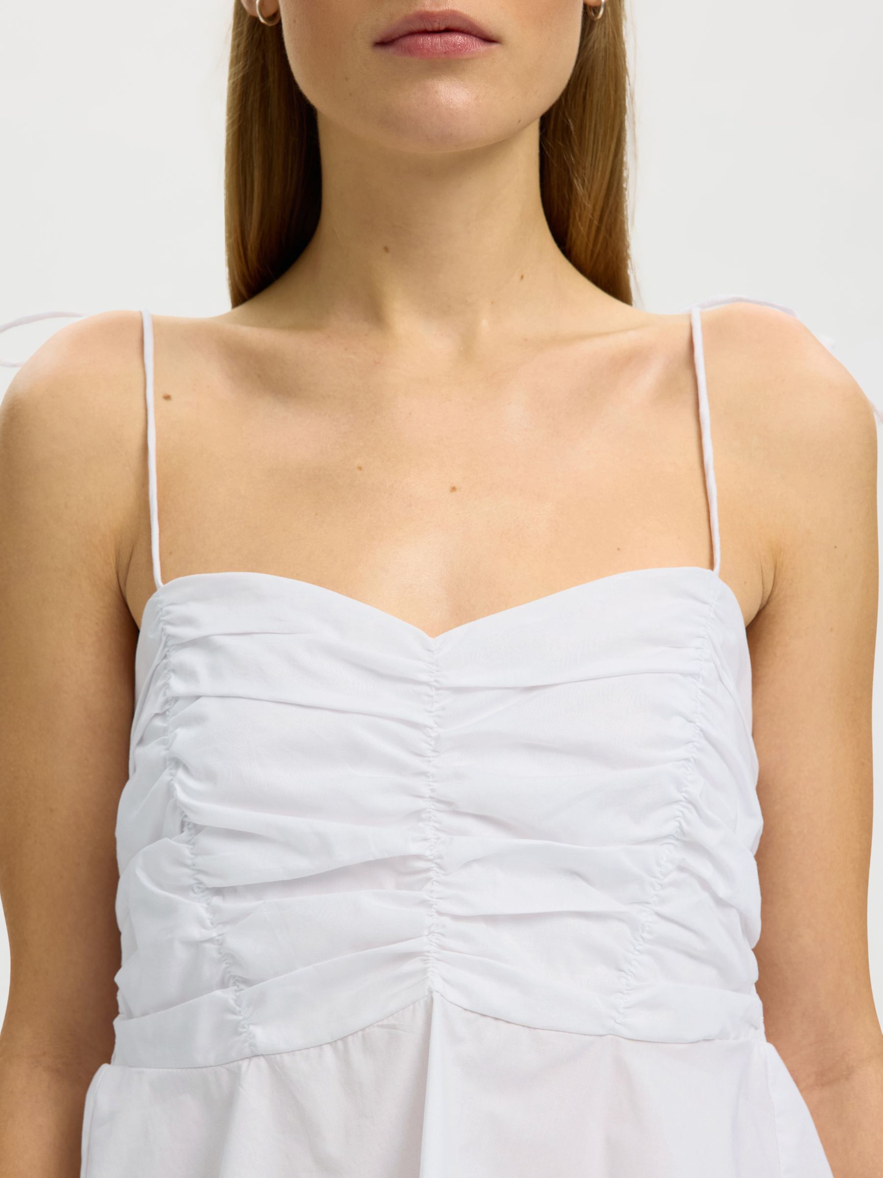 KATOENEN TOP MET SPAGHETTIBANDJES, Bright White, highres