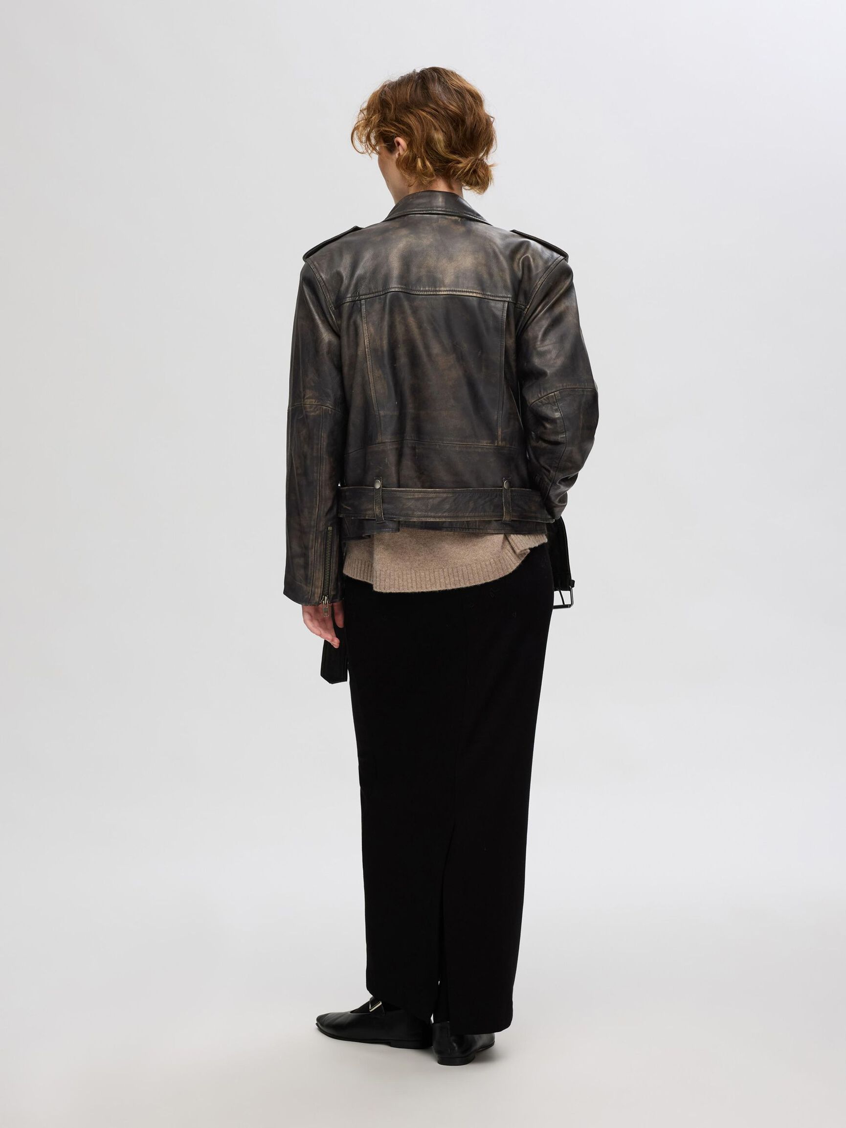 100% LEDER BIKERJACKE, Black, highres