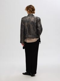 100% LEDER BIKERJACKE, Black, highres