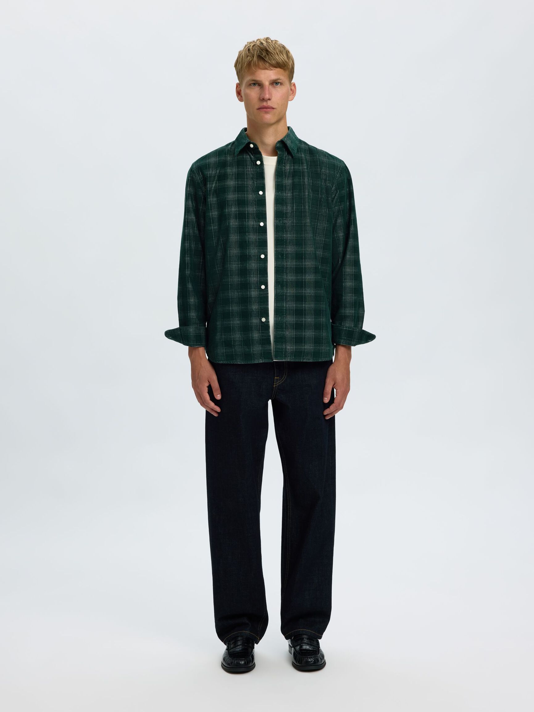 CHECKED CORDUROY SHIRT, Pine Grove, highres