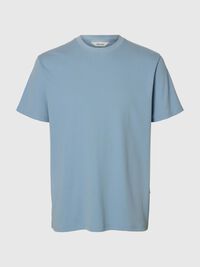 RIBBED COTTON T-SHIRT, Dusty Blue, highres