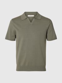 KNITTED POLO SHIRT, Vetiver, highres