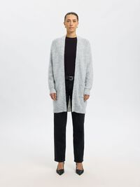 LANG GEBREID VEST, Light Grey Melange, highres