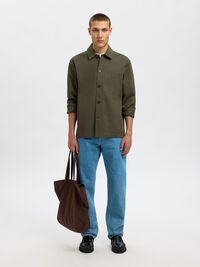 REGULAR FIT KATOEN OVERSHIRT, Forest Night, highres