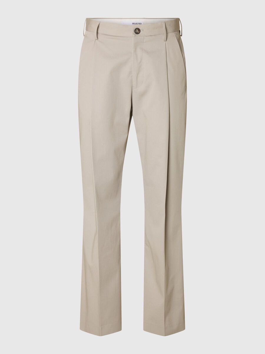 Selected WOOL BLEND PLEATED LOOSE-FIT TROUSERS, Chrome Grey, highres - 16097841_ChromeGrey_001.jpg