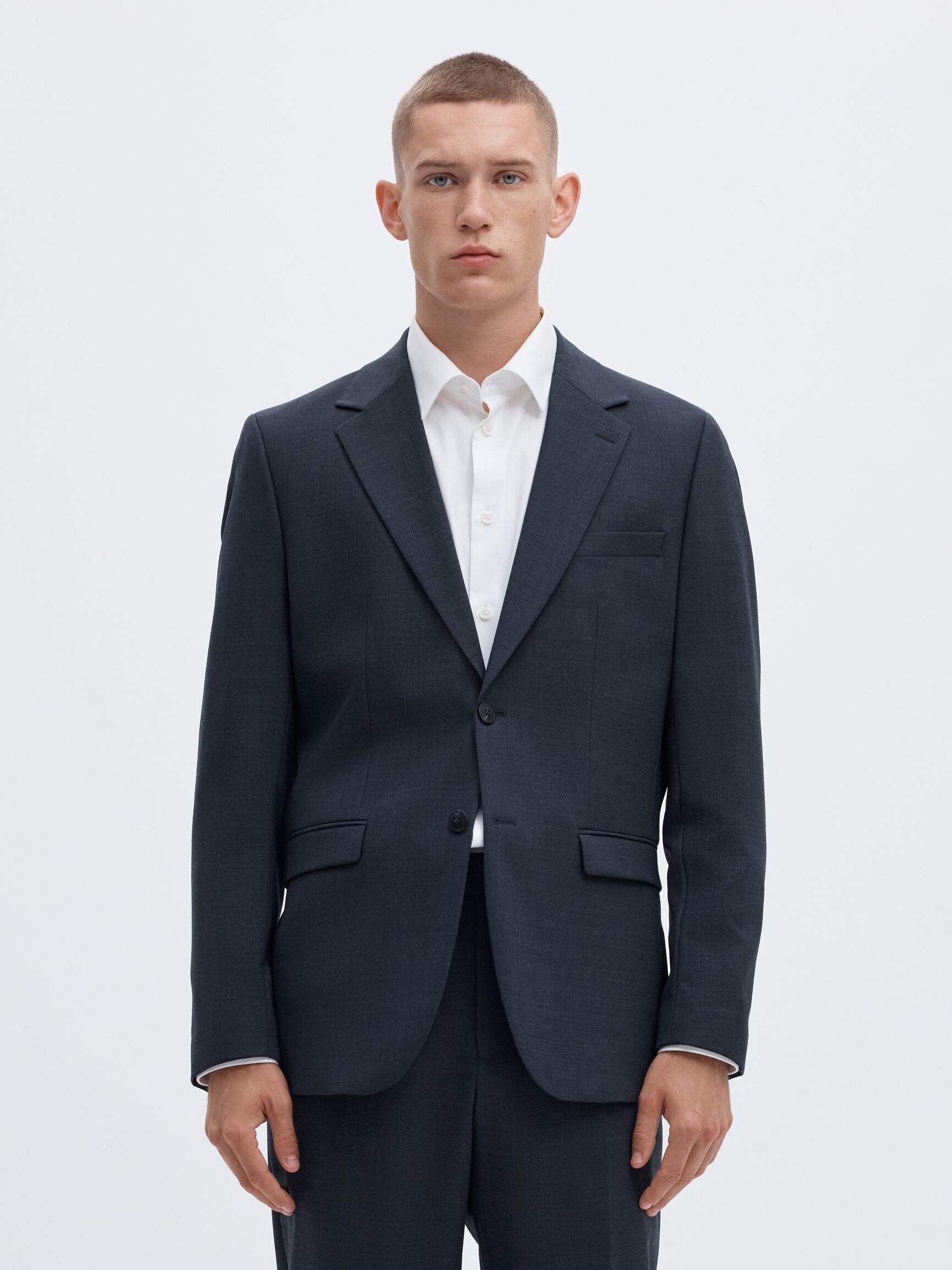 WOOL BLEND BLAZER, Sky Captain, highres