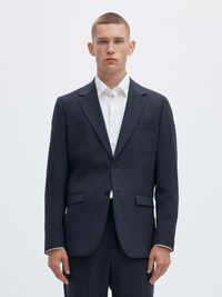 WOOL BLEND BLAZER, Sky Captain, highres