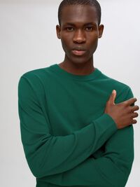 100% MERINO WOOL CREWNECK JUMPER, Rain Forest, highres