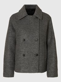 WOOL BLEND BOUCLE SHORT JACKET, Medium Grey Melange, highres