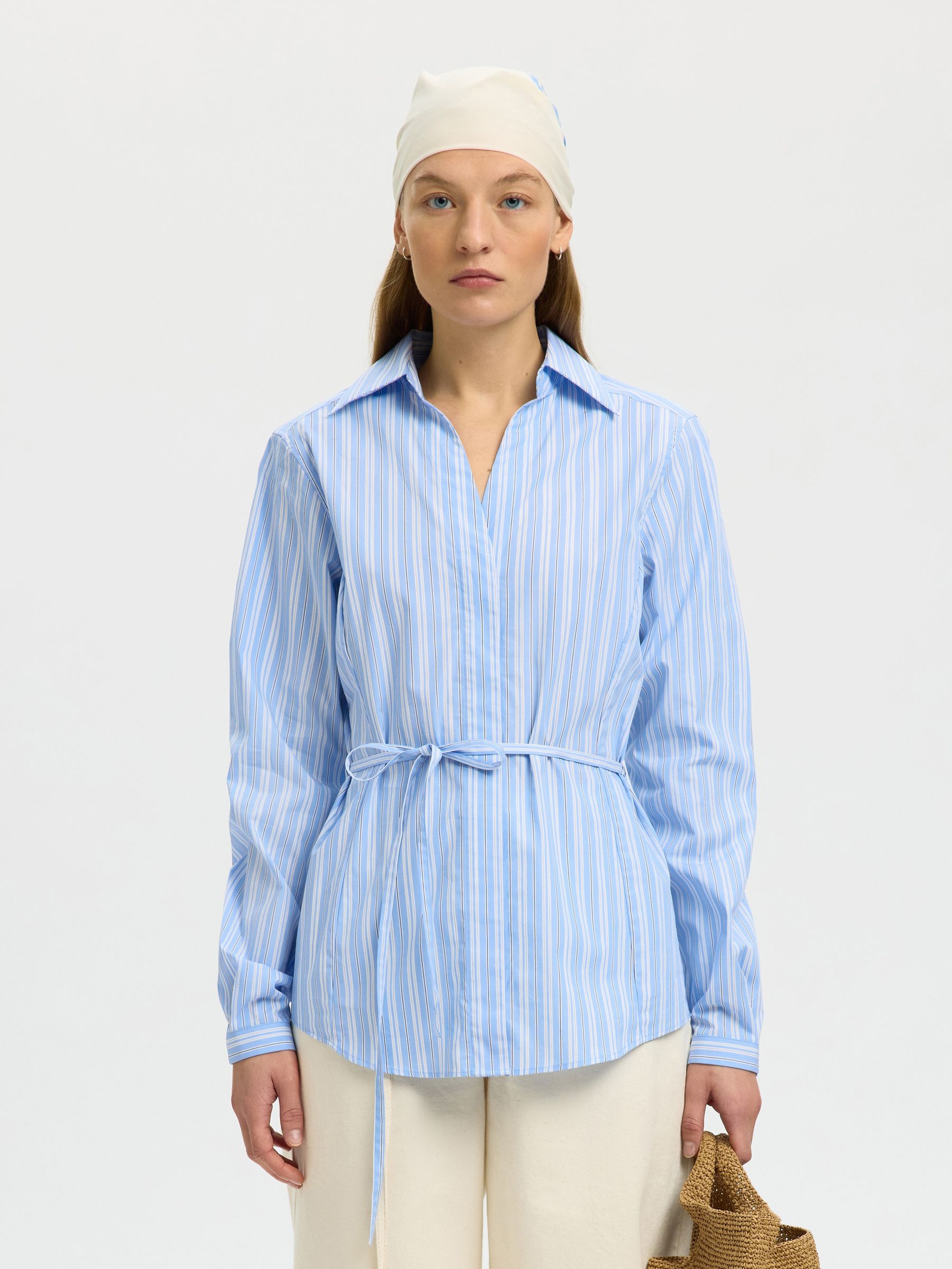 BINDELUKNING FORAN LANGÆRMET SKJORTE, Cashmere Blue, highres
