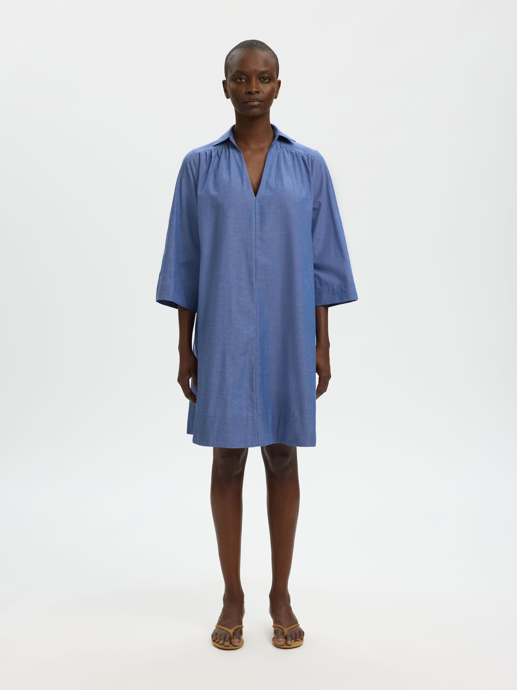 COTTON MINI DRESS, Dark Blue, highres