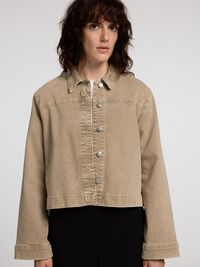 COUPE CARRÉE VESTE EN JEAN, Beige Denim, highres