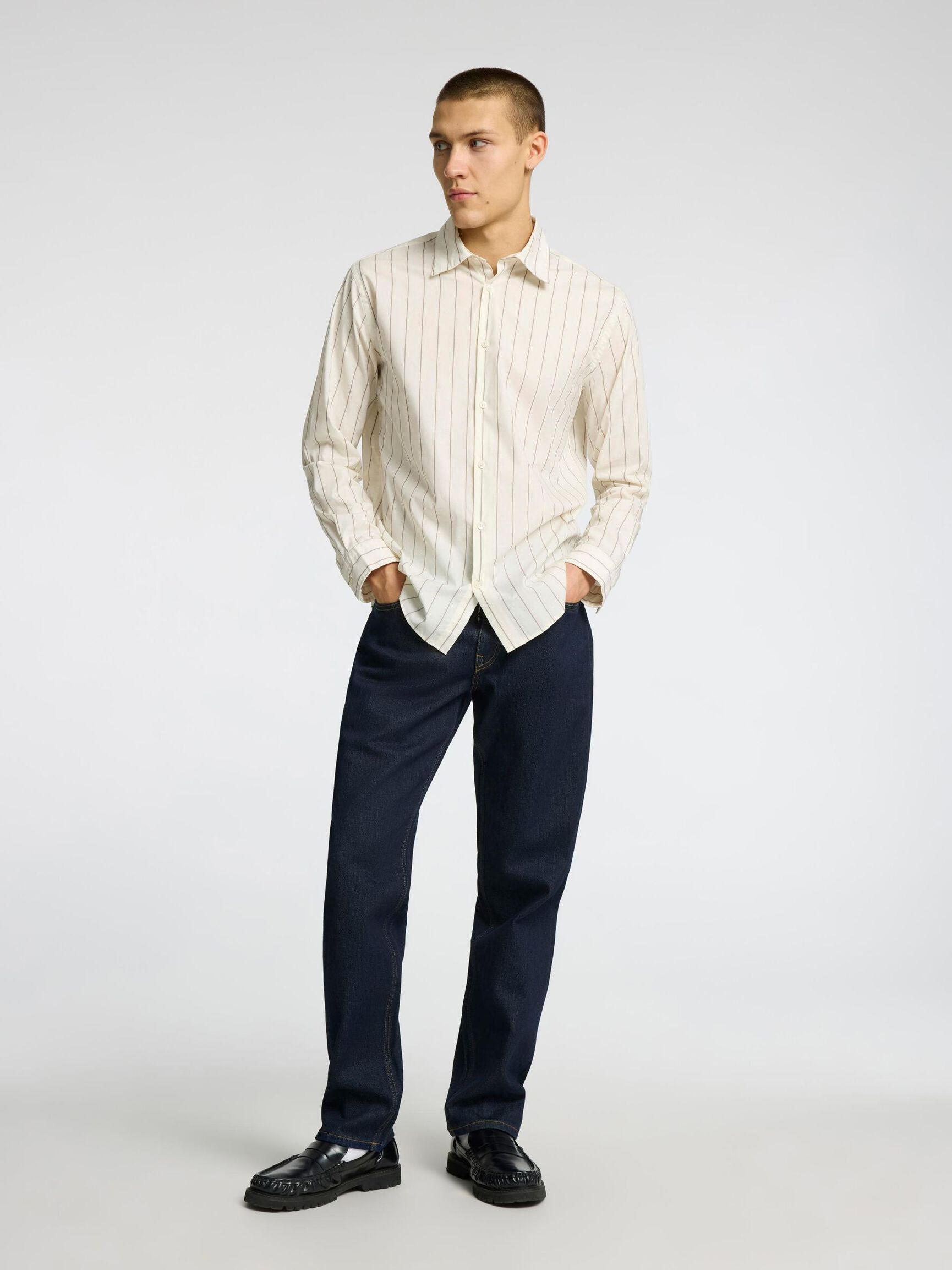 196 STRAIGHT FIT JEANS, Dark Blue Denim, highres
