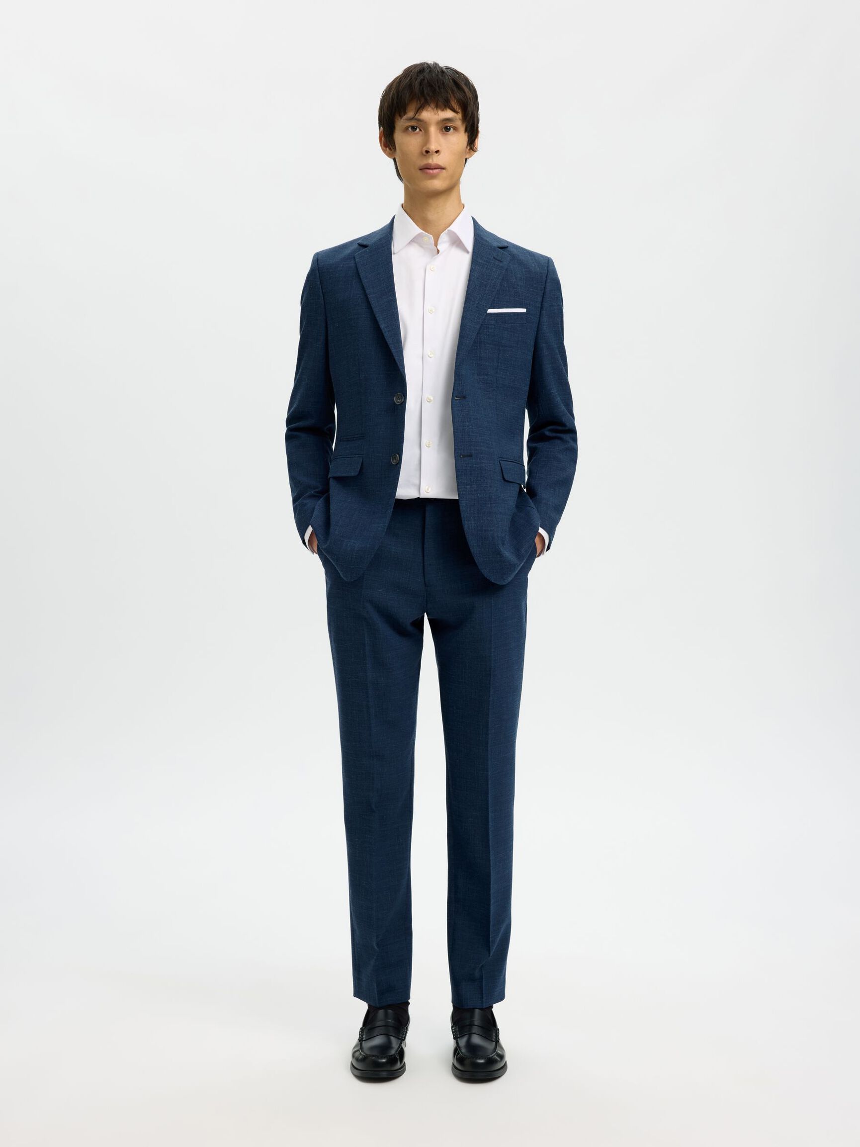 SLIM FIT ENKELTRADET BLAZER, Dark Navy, highres