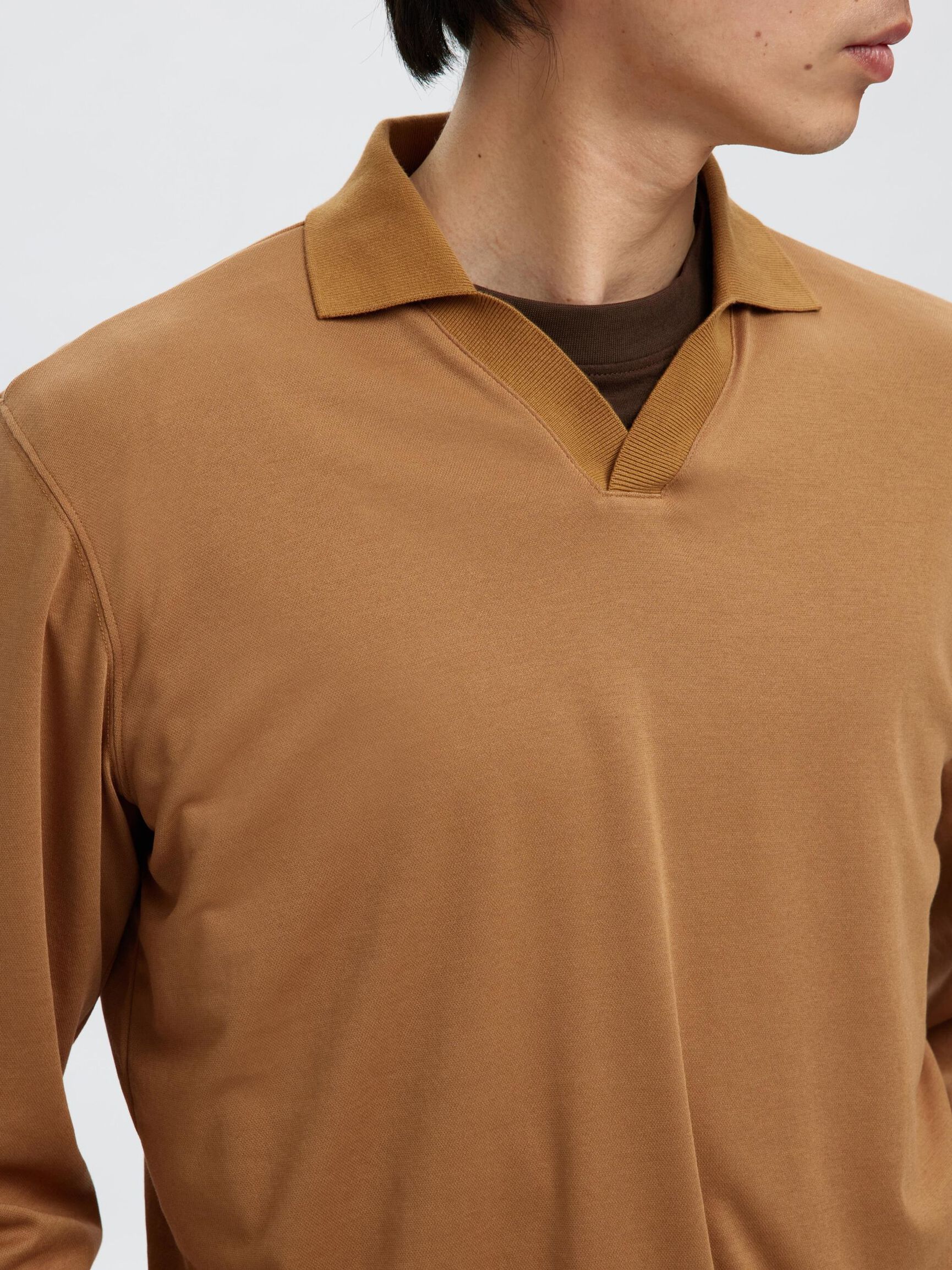 COTTON BLEND POLO SHIRT, Chipmunk, highres