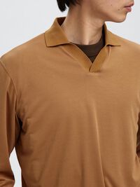 COTTON BLEND POLO SHIRT, Chipmunk, highres