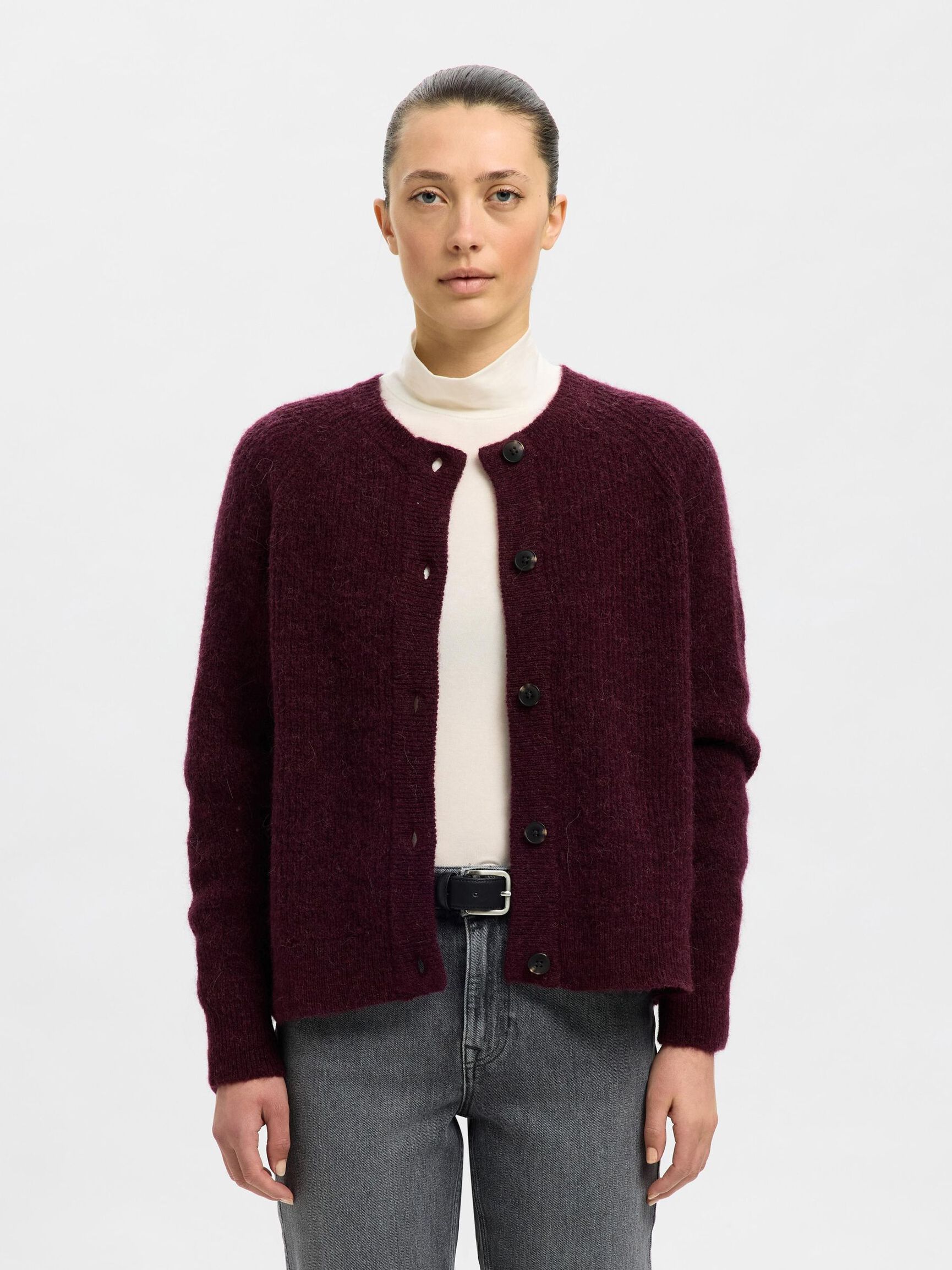 LONG-SLEEVED CARDIGAN, Fig, highres