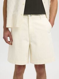 LOOSE FIT DENIM SHORTS, Ecru, highres
