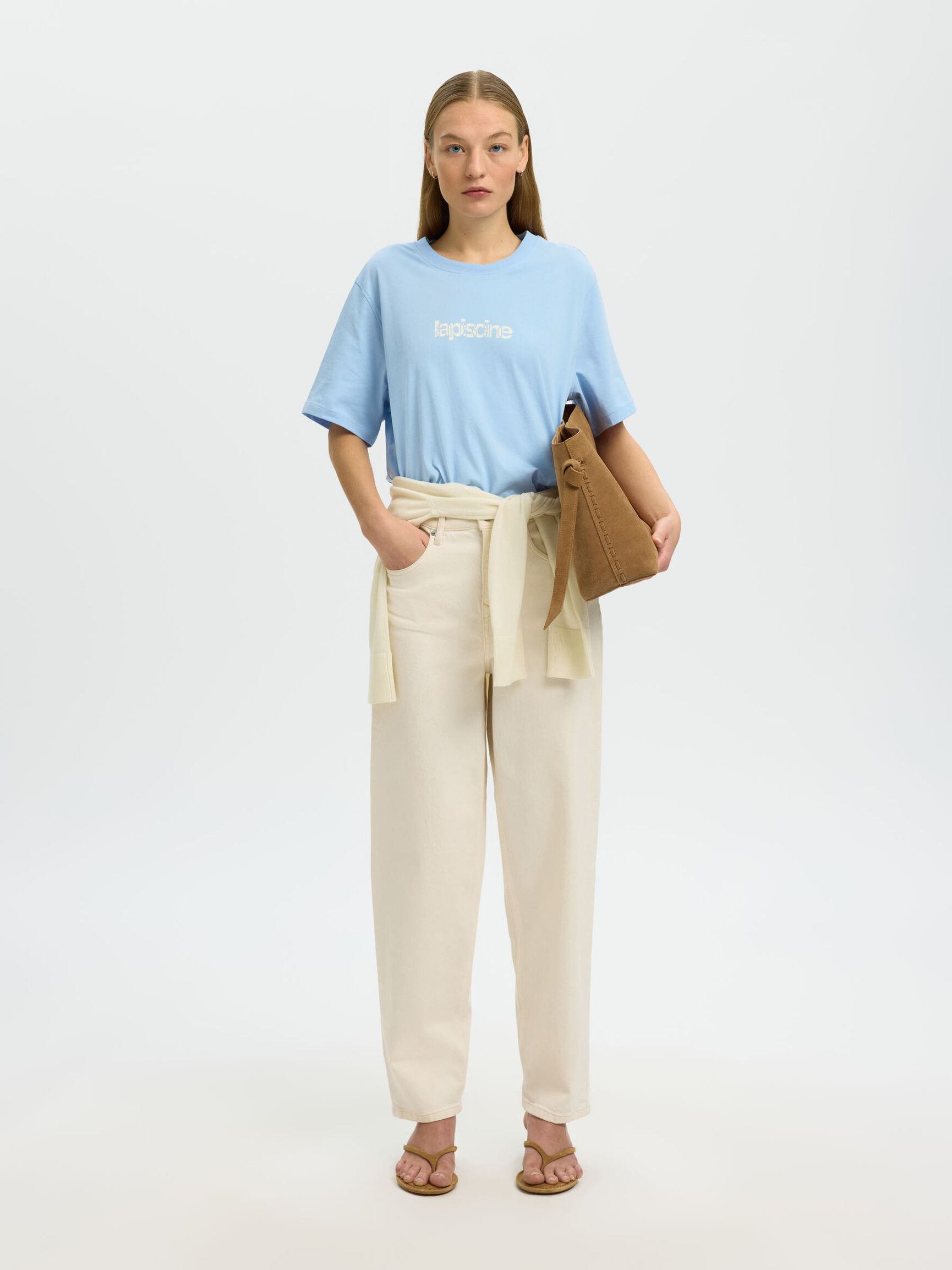 COTTON CREWNECK T-SHIRT, Cashmere Blue, highres