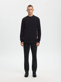 CABLE KNIT KNITTED JUMPER, Black, highres