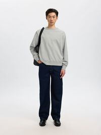 100% COTTON SWEATSHIRT, Light Grey Melange, highres