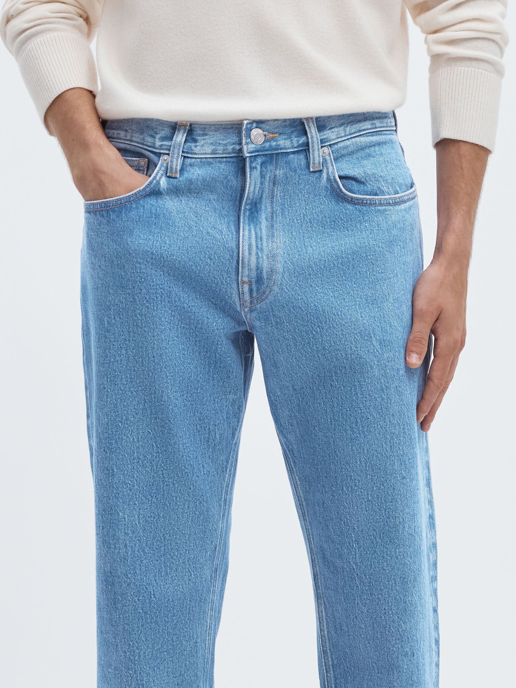 196 STRAIGHT FIT JEANS, Light Blue Denim, highres