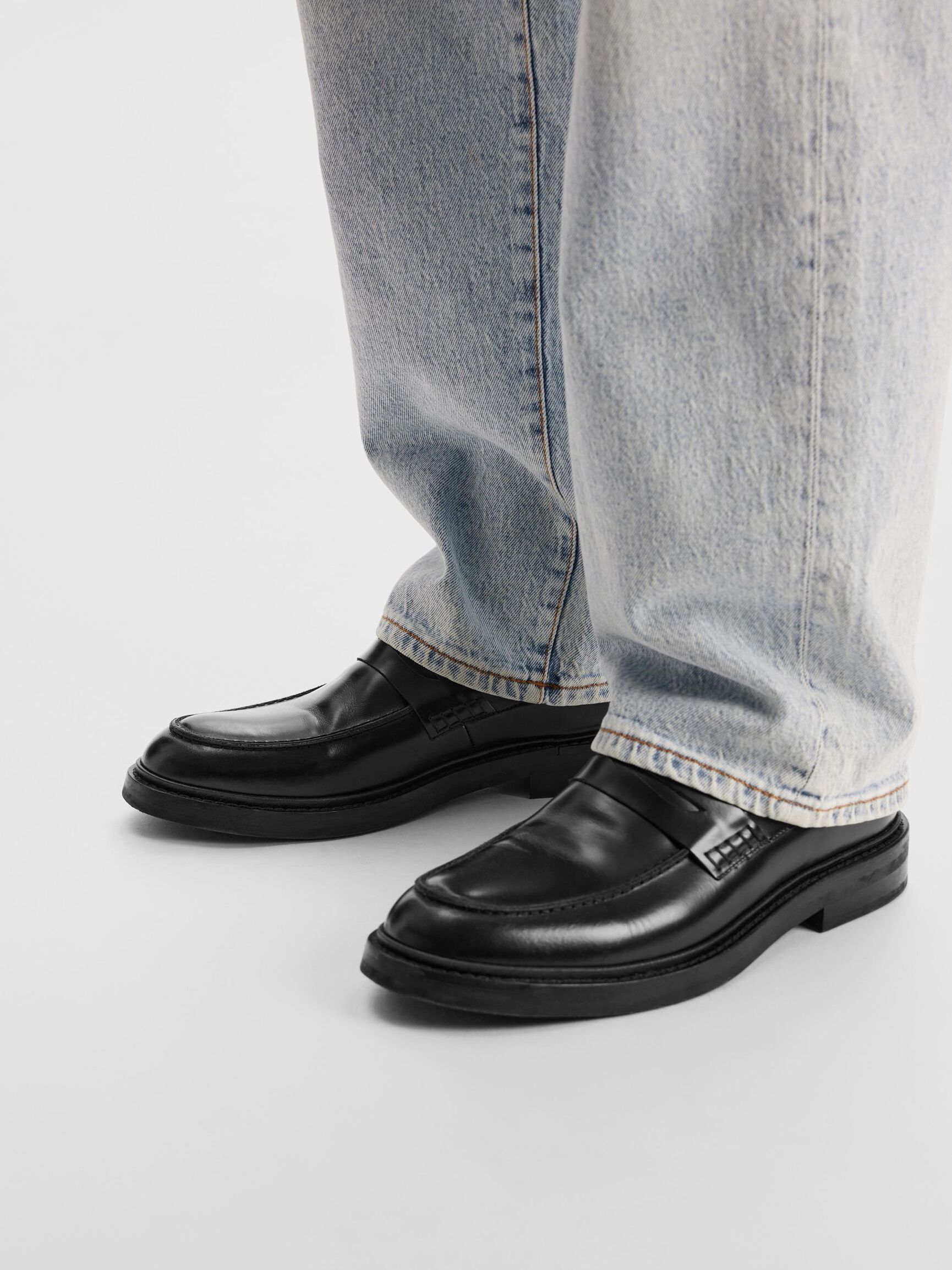 LÆDER LOAFERS, Black, highres