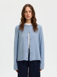 WOOL BLEND KNITTED CARDIGAN, Cashmere Blue, highres