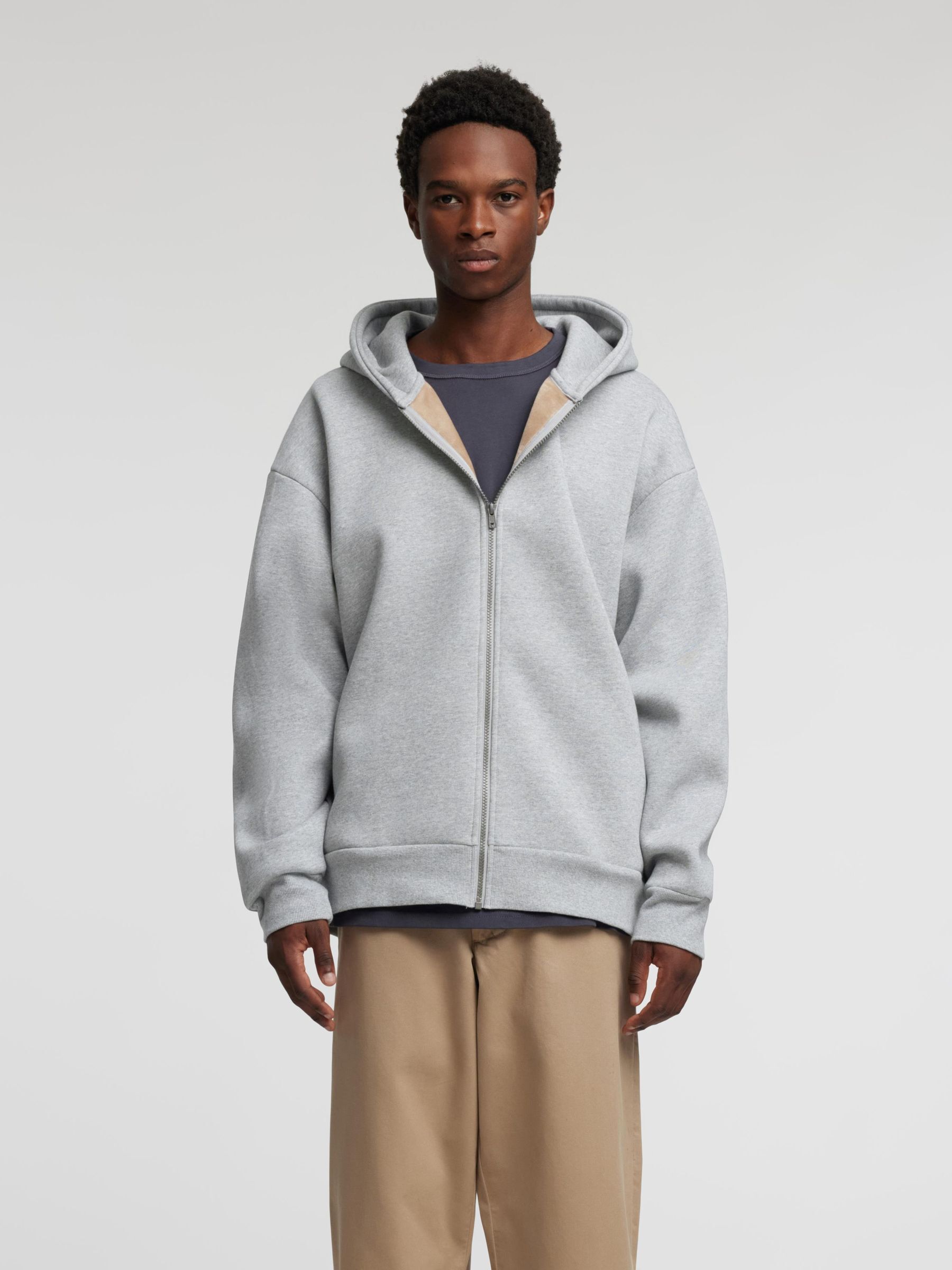 HETTE SWEATSHIRT MED GLIDELÅS, Grey Melange, highres