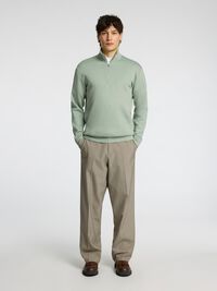 VISCOSE BLEND HALF ZIP SWEATSHIRT, Iceberg Green, highres