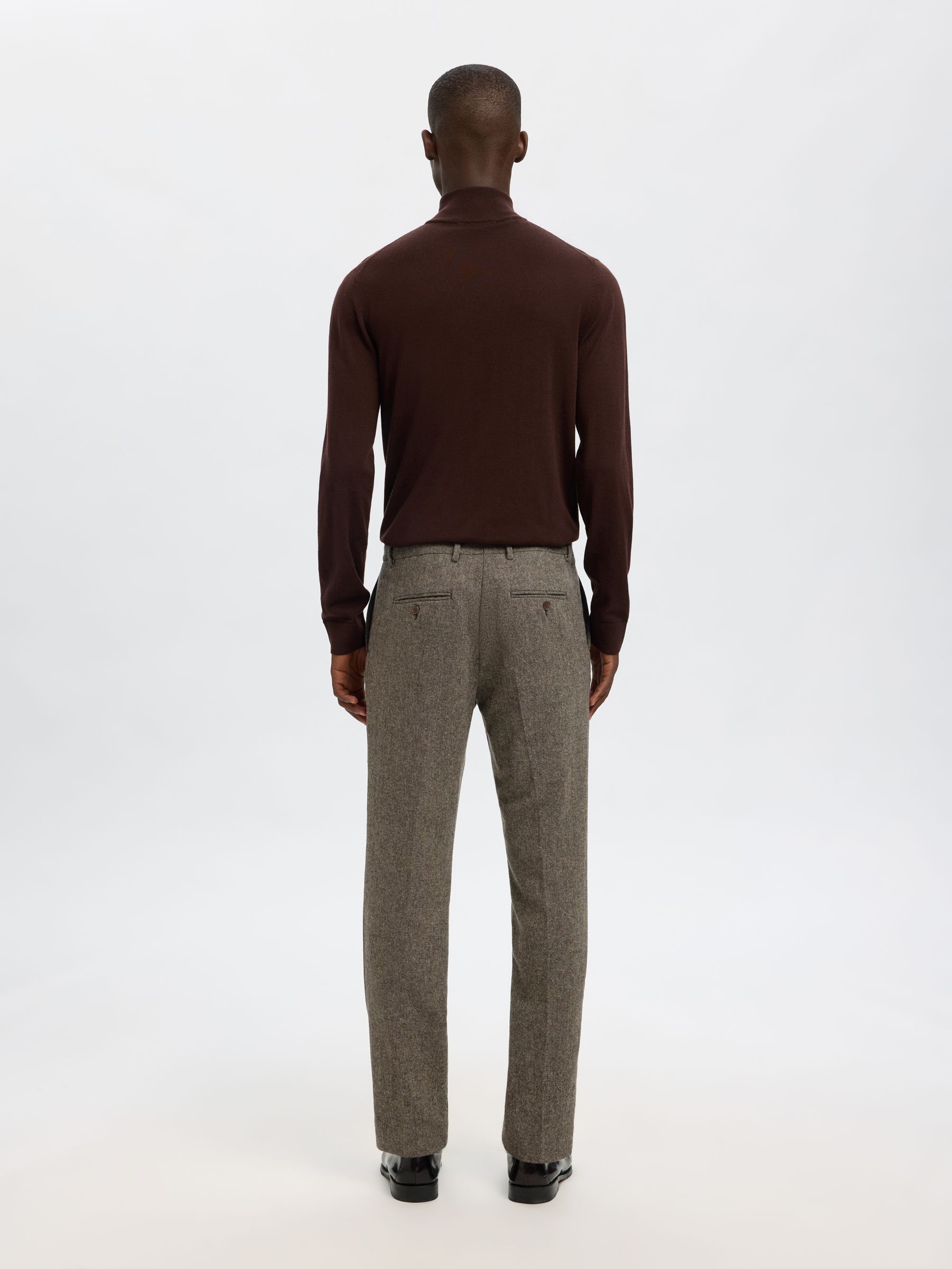 CHECKED WOOL BLEND TROUSERS, Brownie, highres