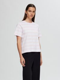 STRIPED BOXY FIT T-SHIRT, Cradle Pink, highres