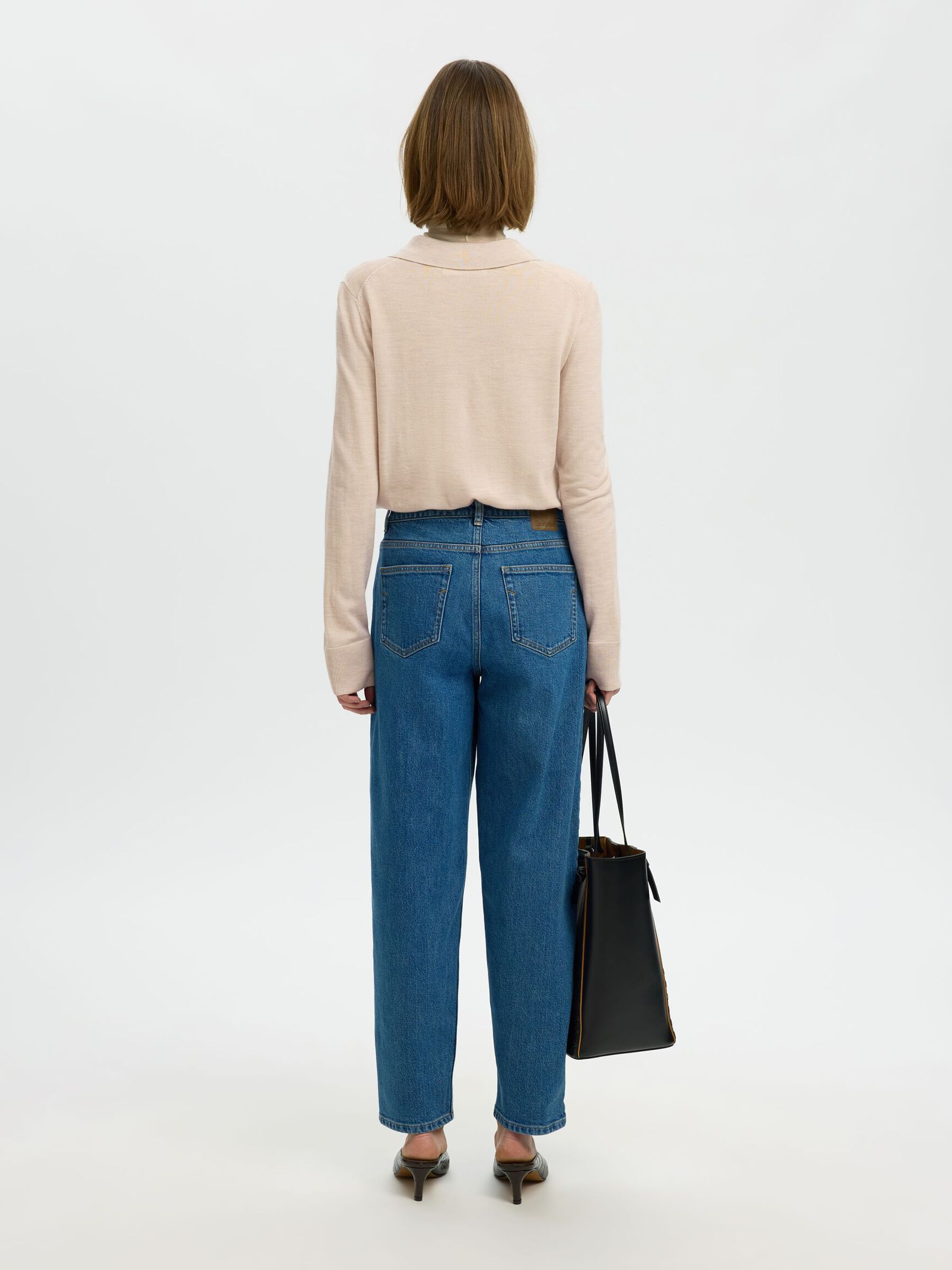 100% MERINOULD STRIKKET POLOSHIRT, Oatmeal, highres