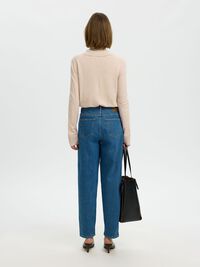 100% MERINOULD STRIKKET POLOSHIRT, Oatmeal, highres