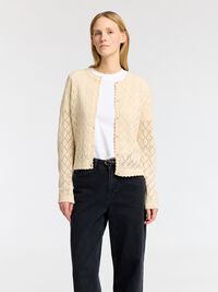 STRUCTURED FIT STRICKJACKE, Birch, highres