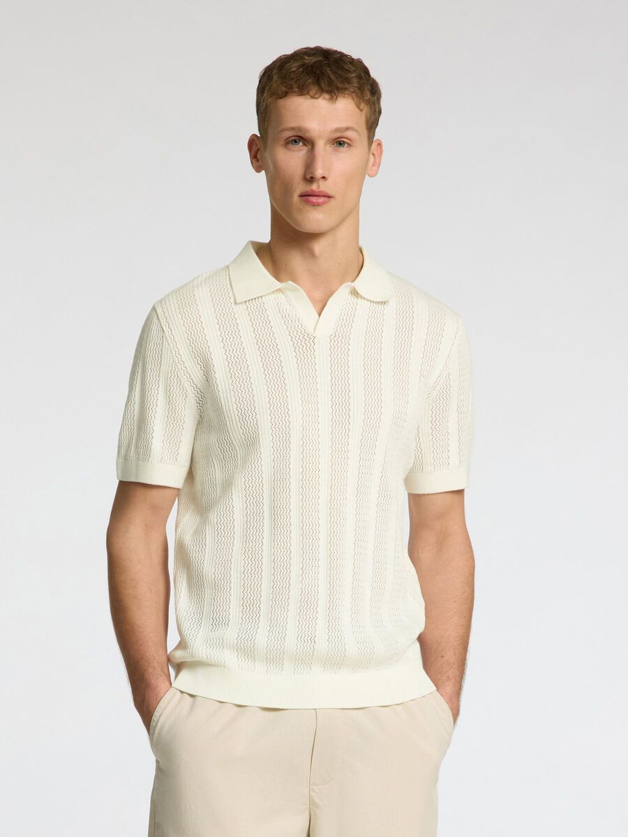 Selected ALGODÓN 100 % CAMISETA DE POLO DE PUNTO, Egret, highres - 16096390_Egret_003.jpg
