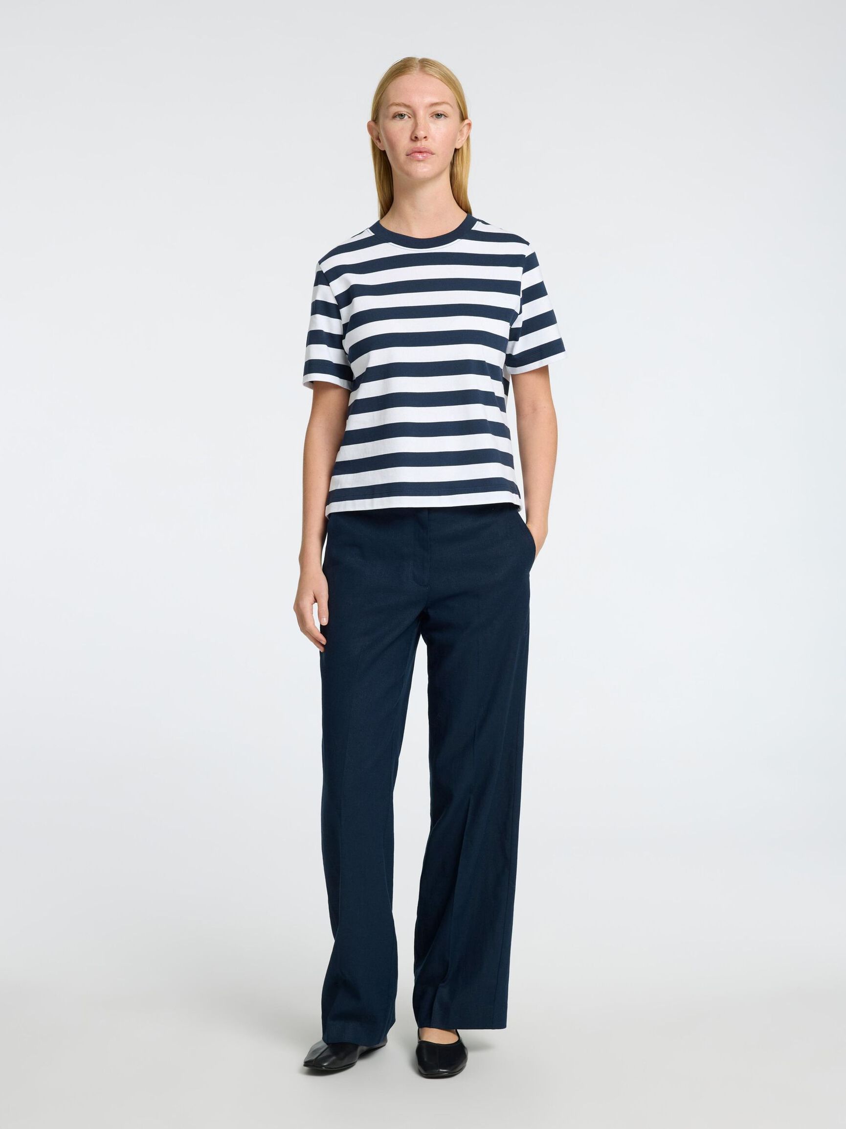 STRIPED BOXY FIT T-SHIRT, Dark Sapphire, highres