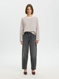 GESTREEPT T-SHIRT MET LANGE MOUWEN, Tawny Port, highres